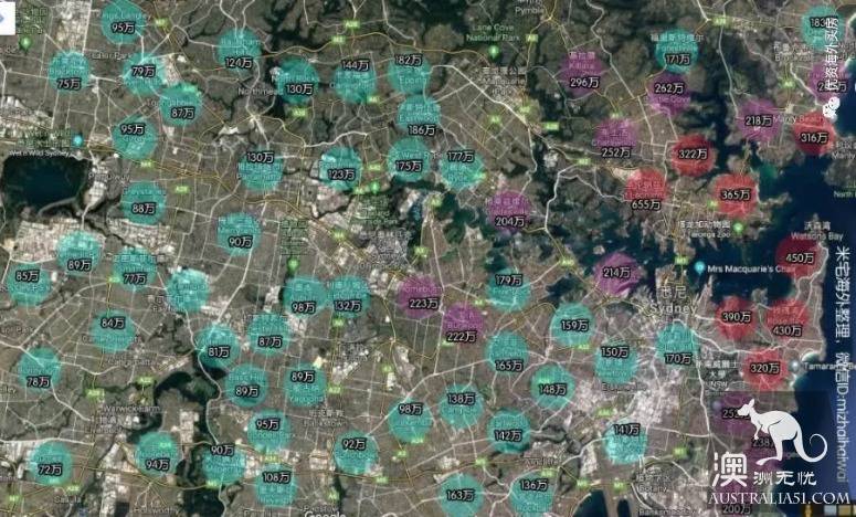 Buy a house in Australia: read a map of house prices in Sydney, Melbourne in a minute