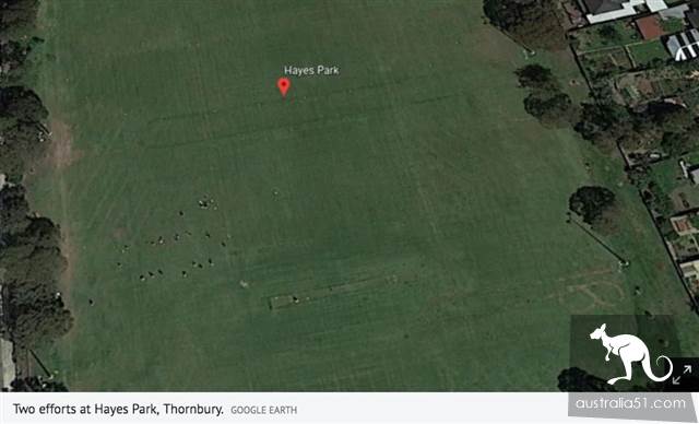 Who drew seven huge penis on the big lawn in the northeast of Melbourne?