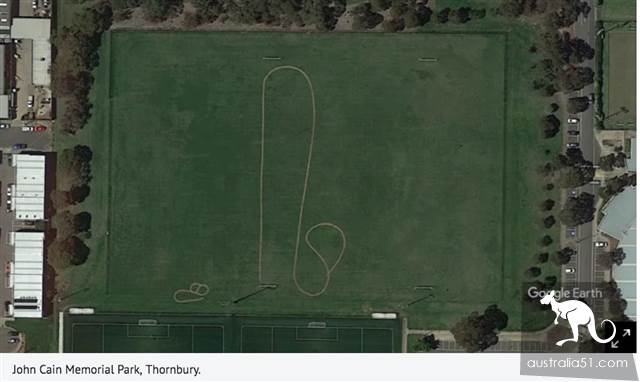 Who drew seven huge penis on the big lawn in the northeast of Melbourne?