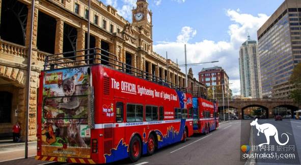 Sydney Double Sightseeing Bus (Downtown + Bondi Beach) route, full tour and ticket purchase.