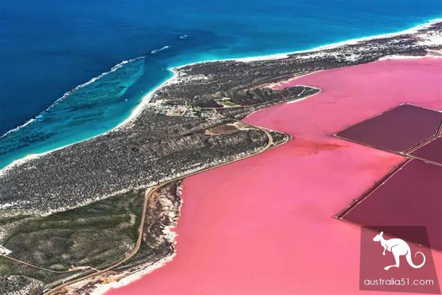 Hutt Lagoon, West Australia Pink Lake. Hey, God, your Lancome powder is spilled.