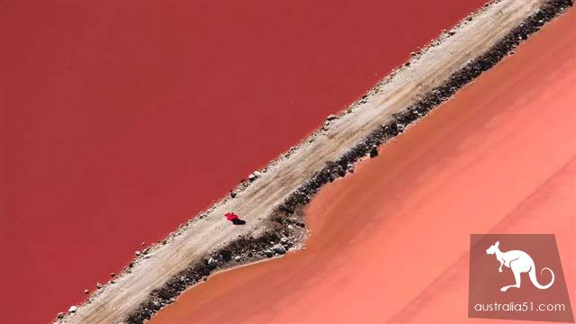 Hutt Lagoon, West Australia Pink Lake. Hey, God, your Lancome powder is spilled.
