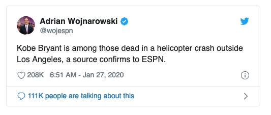 Burst! NBA legend Kobe Bryant killed in helicopter accident at age 41