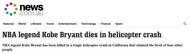 Burst! NBA legend Kobe Bryant killed in helicopter accident at age 41