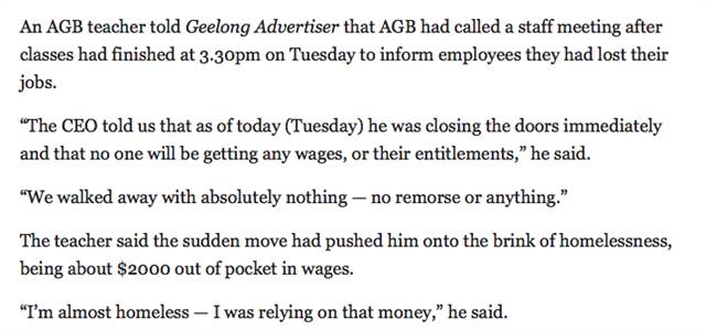 Melbourne famous training institutions suddenly closed down! Employees lost their jobs on the spot, and hundreds of foreign students' tuition fees were 'miserable.'