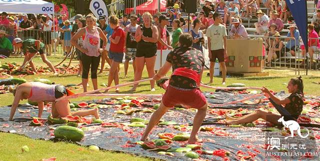 Watermelon festival in the small town of Chinchilla, Kunzhou, where watermelons are not used for food.
