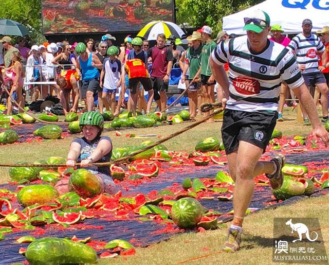Watermelon festival in the small town of Chinchilla, Kunzhou, where watermelons are not used for food.