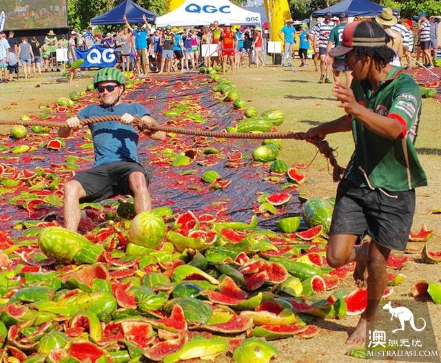 Watermelon festival in the small town of Chinchilla, Kunzhou, where watermelons are not used for food.