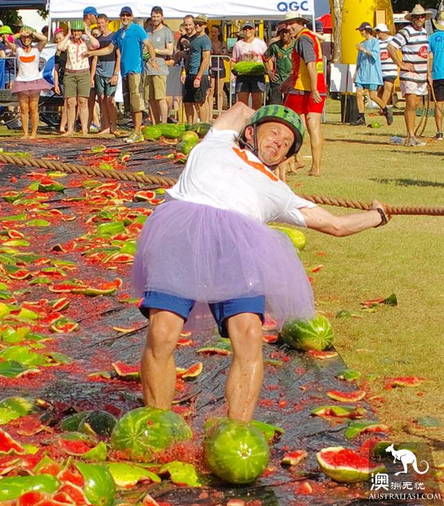 Watermelon festival in the small town of Chinchilla, Kunzhou, where watermelons are not used for food.