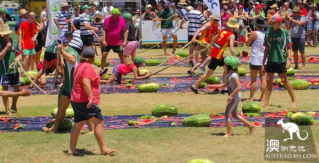 Watermelon festival in the small town of Chinchilla, Kunzhou, where watermelons are not used for food.