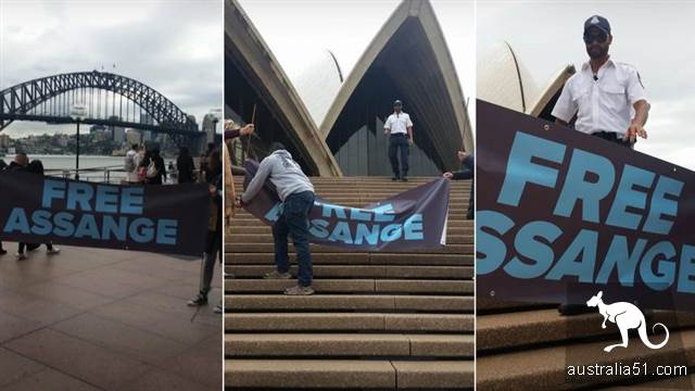 Australian sister Sydney Opera House raises banners in solidarity with Assange