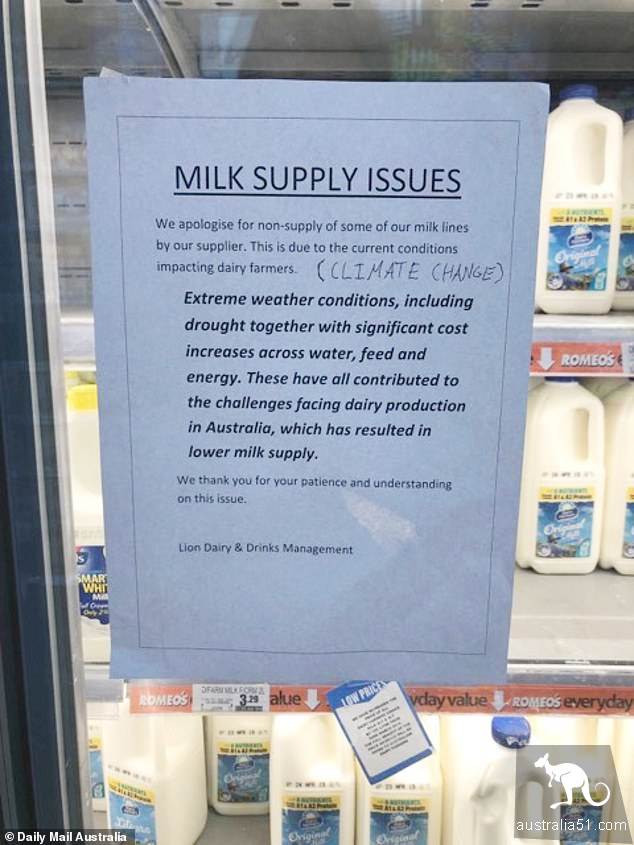There is a shortage of milk in Sydney supermarket, dairy farmers warn