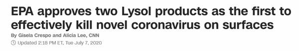 Environmental Protection Agency announces two disinfection sprays Coronavirus effective