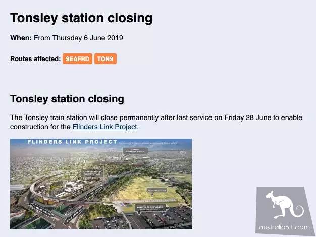 Adelaide spent 5 million to extend the southern train line! Straight to Flinders University! The Tonsley train station will be shut down forever! Run it for the last time next Friday!