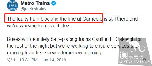 The train line of Melbourne Monash University is broken, and tens of thousands of people have been stuck all night.