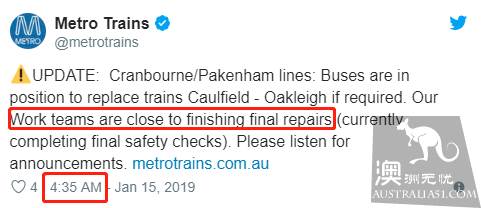The train line of Melbourne Monash University is broken, and tens of thousands of people have been stuck all night.
