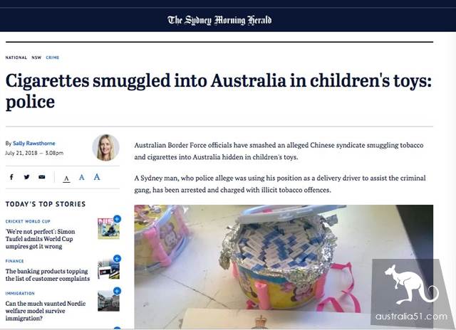 Warning again! you must not bring tobacco illegally into Australia after July 1. Violators will be repatriated immediately and will not be allowed to enter the country for three years.