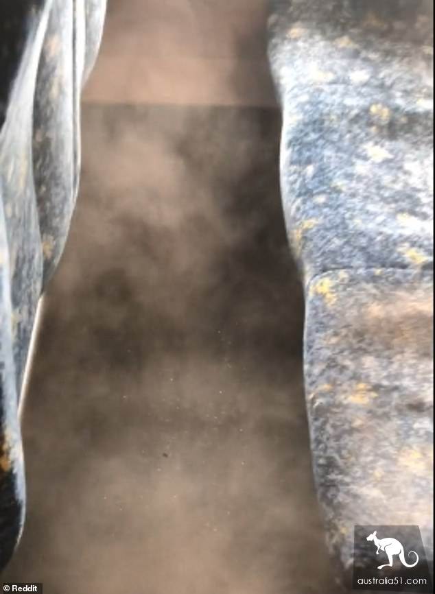 Sydney passengers show how dirty the train seat is, so it's better to stand there