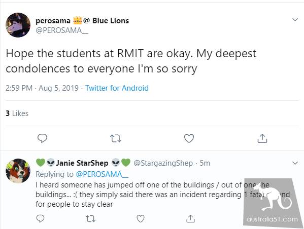 Just now, the RMIT building was blocked by a lot of police! Death, it's terrible! The surrounding roads are closed, the course is cancelled, and the students evacuate.