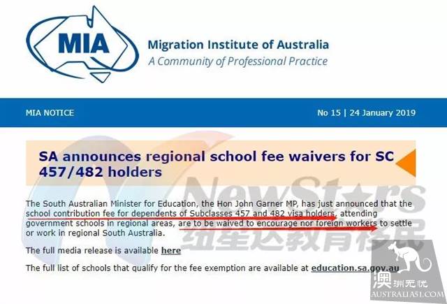 Good! South Australia waives sponsorship fees for 482 / 457 students in most parts of the country! Come into effect this month!