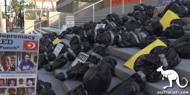 New York people carry coffins and shroud protest the streets
