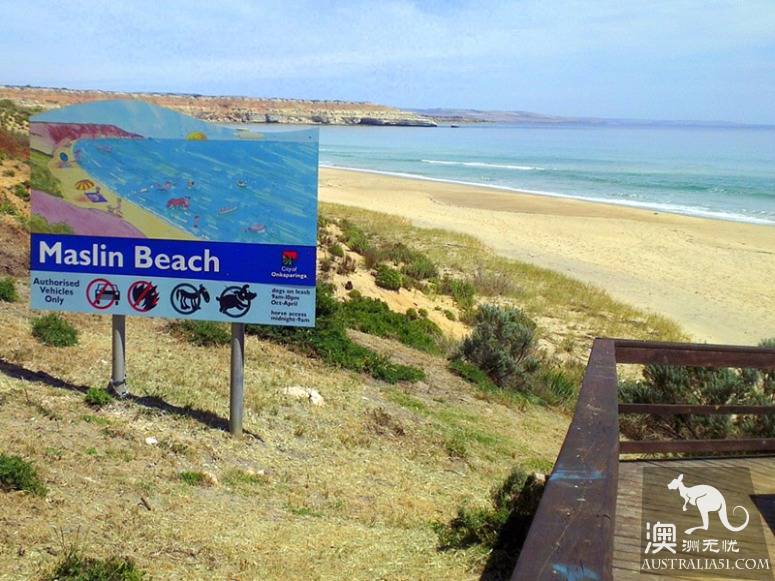 澳洲最早由官方认可的裸体海滩马塞林海滩（Maslin Beach）