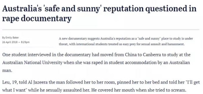 In Australia, foreign students have become the 'hardest hit area' of sexual abuse.