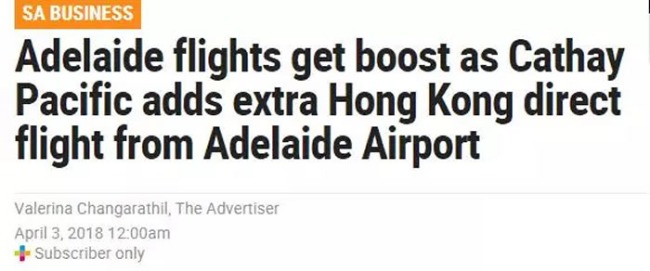 Cathay Pacific and direct flights to Adelaide! It's more convenient to go home later!