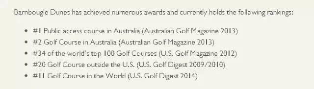No. 1 public stadium in Australia: Bampogoo dunes Barnbougle Dunes Golf