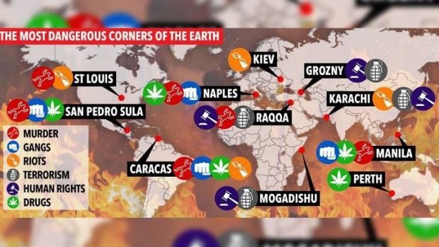 The British Sun ranks Perth as one of the most dangerous cities in the world.