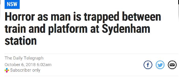 Sydney, train killed a man! The man's waist was sandwiched in the gap between the platform and train, and the whole station was evacuated urgently.