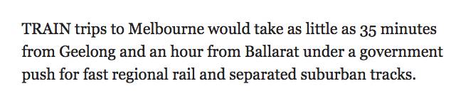Melbourne Vline will double speed! Half an hour to the surrounding town, it won't be the same for a month.