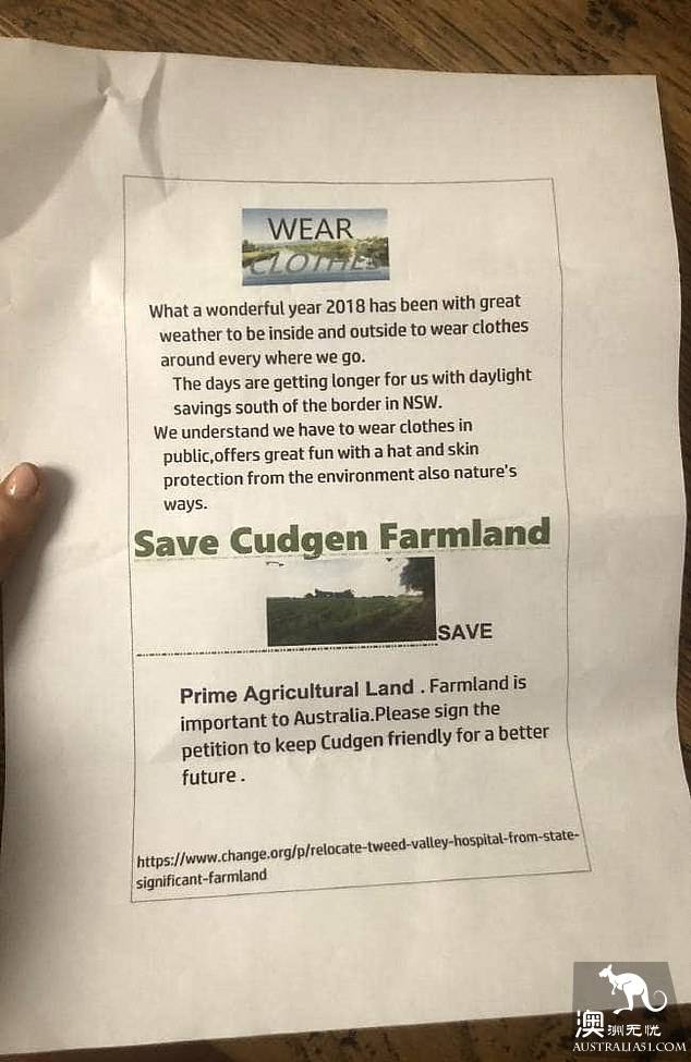 Residents of Australian tourist towns receive weird flyers: get dressed