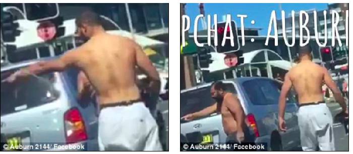 Two men in Sydney took off their blouses, the whole martial arts was staged in the middle of the road